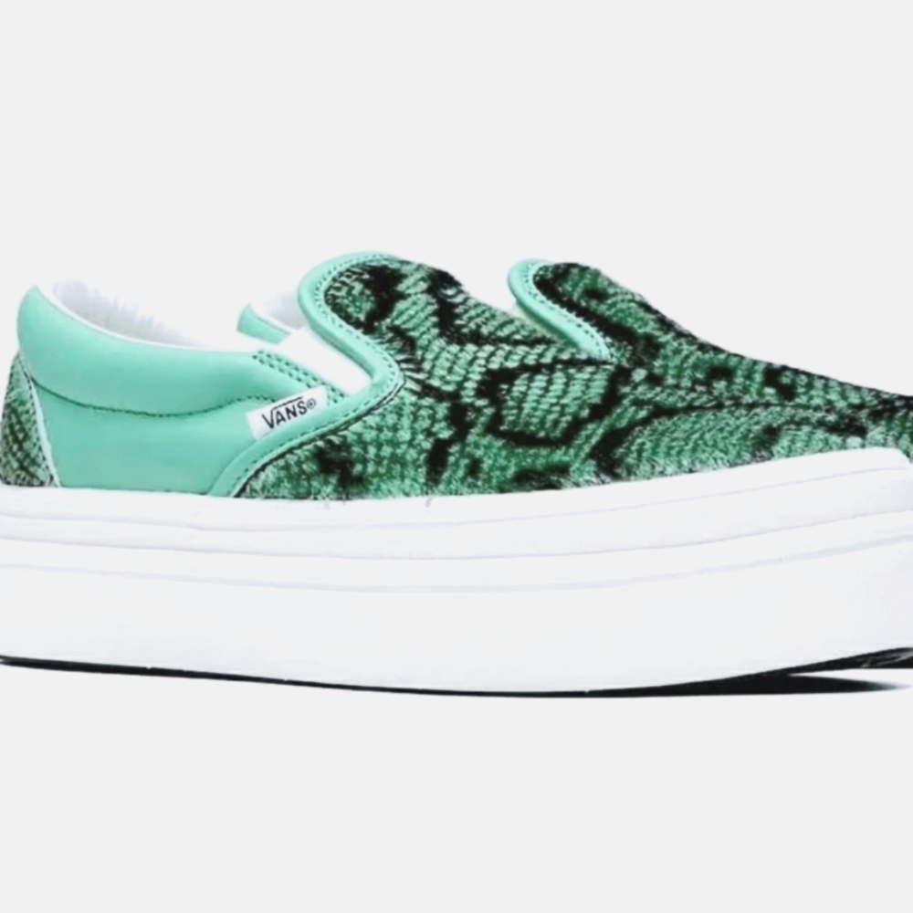 Comfy Cush - zebra print fur x mint green platform